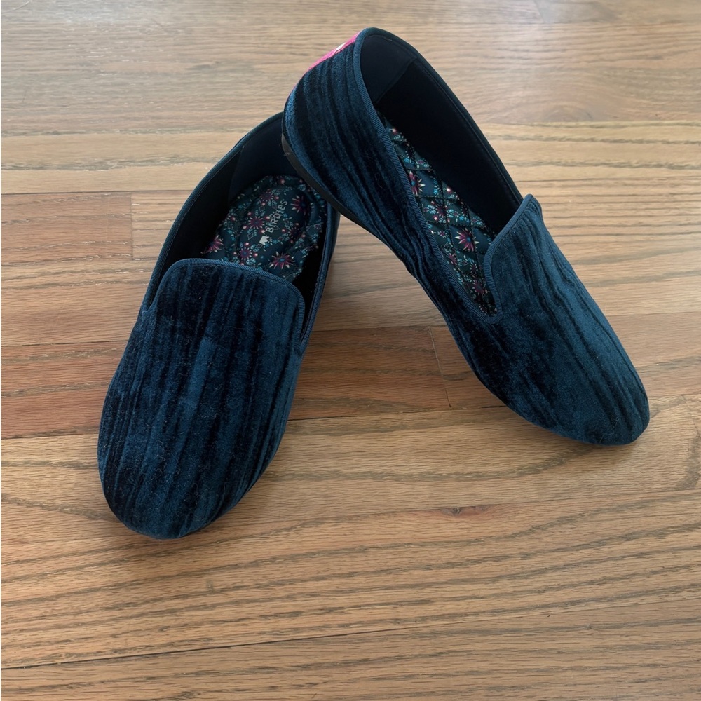 Birdies Staling Flat in Sapphire Velvet Slip-On Loafers